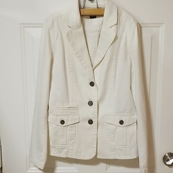 Eddie Bauer Ivory/Cream Twill Jacket Blazer - Picture 5 of 9